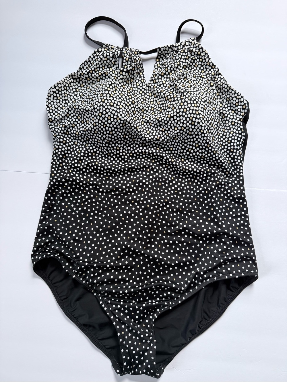 Dreamsuits Size 14 Black White Polka Dot One-Piece Swimsuit Power Lining